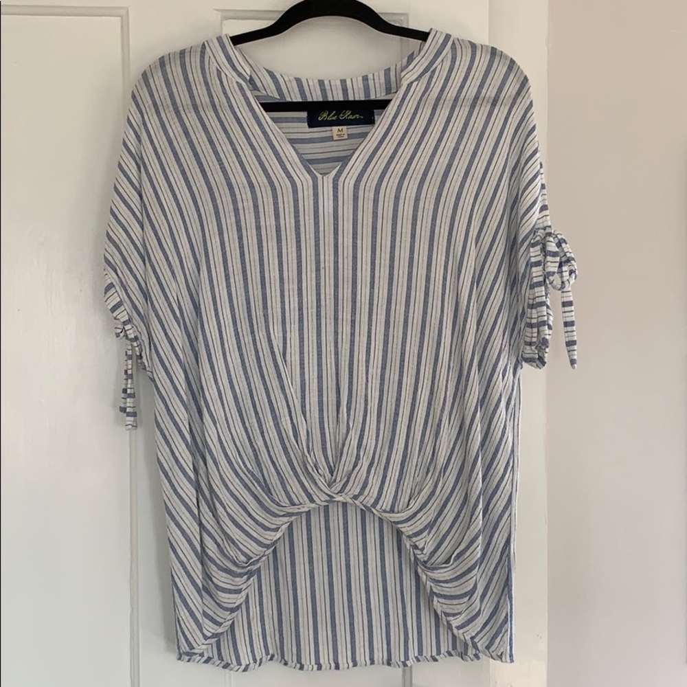 Striped high low blouse
